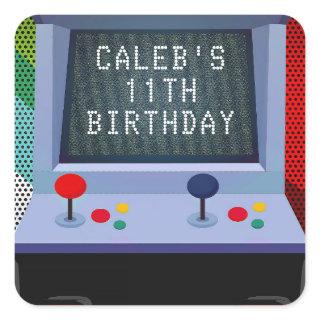 Arcade Video Game Birthday Party Favor Square Sticker