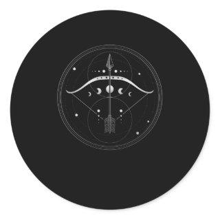 Archery Bow And Arrow Sacred Geometry Classic Round Sticker