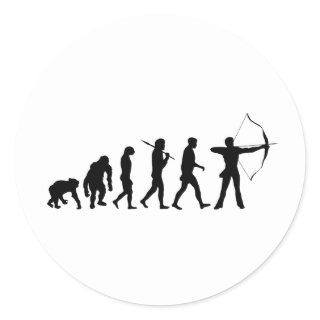 Archery Evolution of an Archery Bow and Arrow Classic Round Sticker