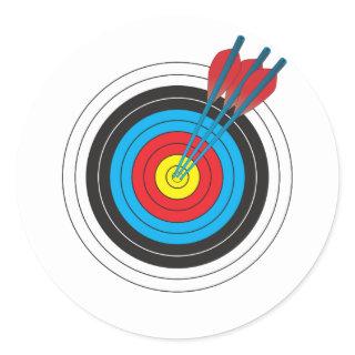 Archery Target with Arrows Classic Round Sticker