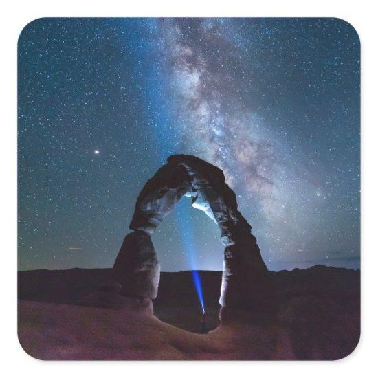 Arches National Park at night MOAB Square Sticker