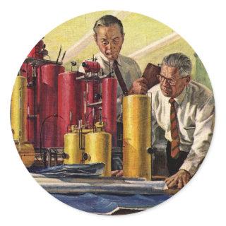Architects Working in an Office, Vintage Business Classic Round Sticker