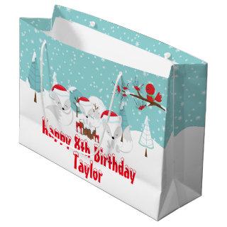Arctic Foxes Christmas Woodland Happy Birthday Lar Large Gift Bag