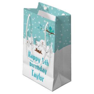 Arctic Foxes Winter Blue Happy Birthday Small Gift Small Gift Bag