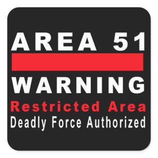 Area 51 Warning Square Sticker