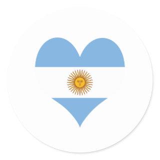 Argentina flag heart classic round sticker