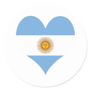 Argentina flag heart classic round sticker
