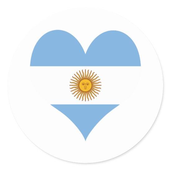 Argentina flag heart classic round sticker