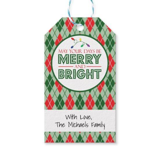 Argyle May Your Days Be Merry And Bright (Lights) Gift Tags
