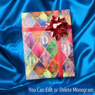 Argyle Monogram Watercolor Abstract Modern Elegant