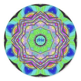 ARIA WOW! Pretty Green Lilac Blue Pink ~ Classic Round Sticker