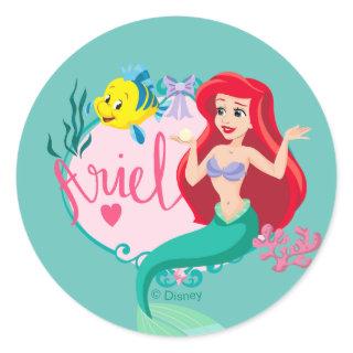 Ariel With Flounder Name Graphic Classic Round Sticker
