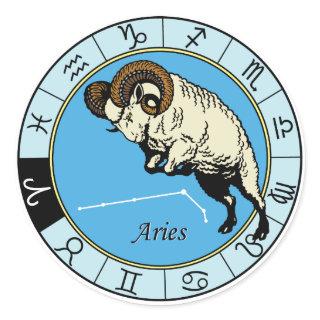 aries astrological zodiac sign classic round sticker