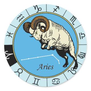 aries astrological zodiac sign classic round sticker