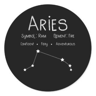 Aries Horoscope Astrology Star Sign Birthday Gift Classic Round Sticker
