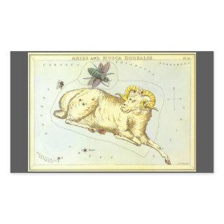 Aries Ram, Vintage Constellation, Urania's Mirror Rectangular Sticker