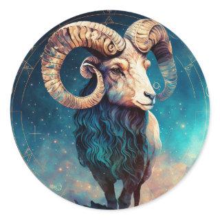 Aries Zodiac Graphic Classic Round Sticker