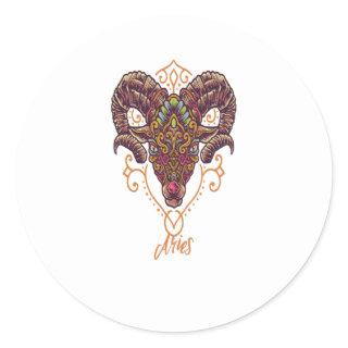 Aries Zodiac Sign Classic Round Sticker