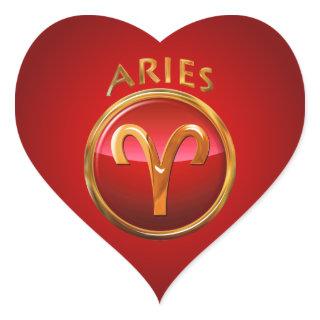 Aries Zodiac Sign Heart Sticker