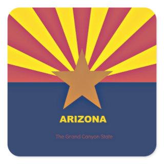 Arizona Flag, labeled Square Sticker