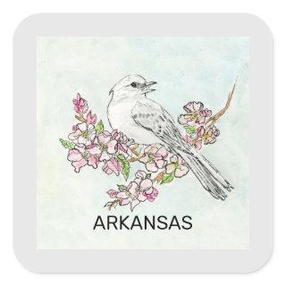 Arkansas state bird and flower square sticker