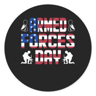 Armed forces day Military Patriotic Veterans Classic Round Sticker