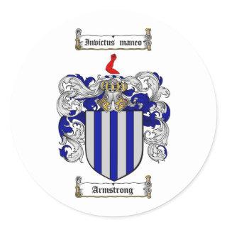 ARMSTRONG FAMILY CREST -  ARMSTRONG COAT OF ARMS CLASSIC ROUND STICKER