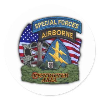 army 5th Special Forces Green Berets veterans Stic Classic Round Sticker