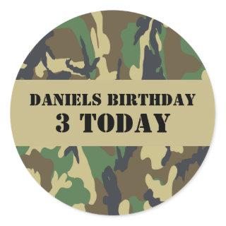 Army Camo Themed Birthday Classic Round Sticker