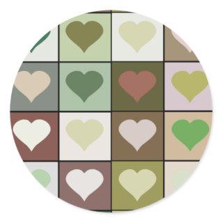 Army camouflage color Heart pattern Classic Round Sticker