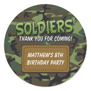 Army Camouflage Comic Theme Kids Birthday Stickers