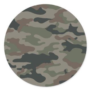 Army Camouflage in Green and Brown Military Classic Round Sticker
