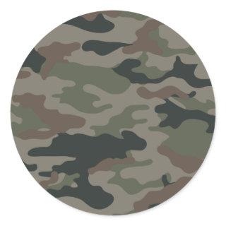 Army Camouflage in Green and Brown Military Classic Round Sticker