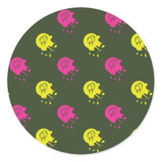 Army Green - Pink & Yellow Paintball Party Classic Round Sticker