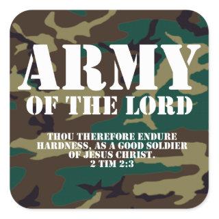 Army of the Lord, Bible Scripture Camo Square Sticker