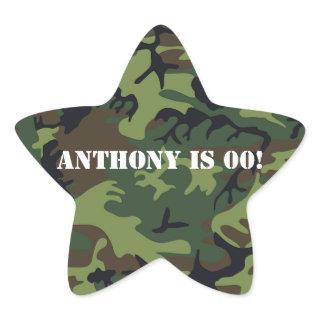 Army themed Birthday Party Star Sticker