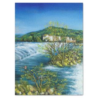 ARNO RIVER AT ROVEZZANO Florence Tuscany Landscape Tissue Paper