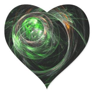 Around the World Green Abstract Art Heart Sticker