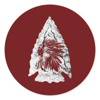 Arrowhead Hunter Indian Chief Relic Hunting Classic Round Sticker