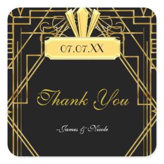 Art Deco 20's Gold & Black Gatsby Favor Sticker