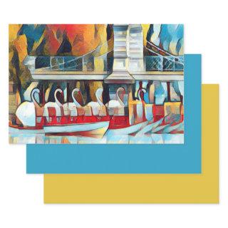 Art Deco Boston Swan Boats   Sheets
