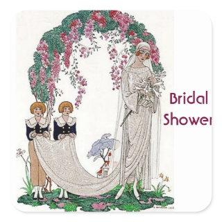 Art Deco Bride Square Sticker