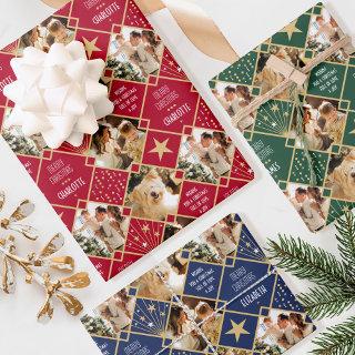 Art Deco Christmas Custom Photos Red Green Blue 3  Sheets