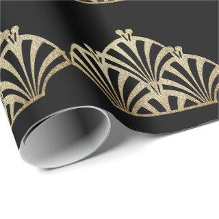 Art deco fan pattern black bronze elegant vintage