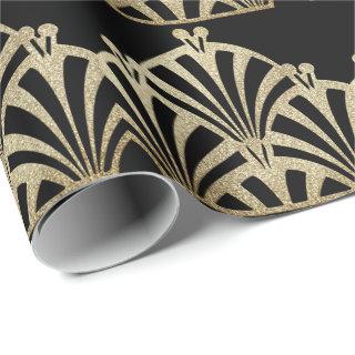 Art deco fan pattern black bronze elegant vintage