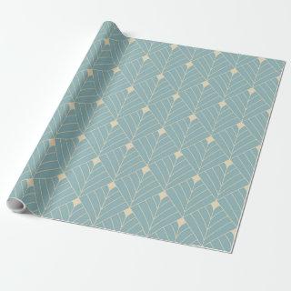 Art Deco Fan Pattern In Duck Egg Blue And Beige