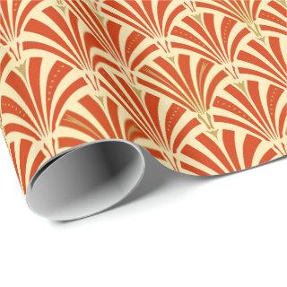 Art Deco fan pattern - mandarin orange