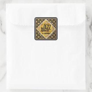Art Deco Jazz It Up Horn New Year's Eve Party Square Sticker