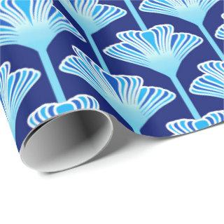 Art Deco Lily, Cobalt Blue, Aqua and White