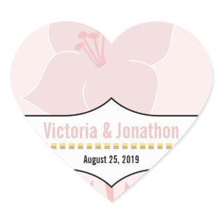 Art Deco Lily Modern Typography Wedding Invite Heart Sticker